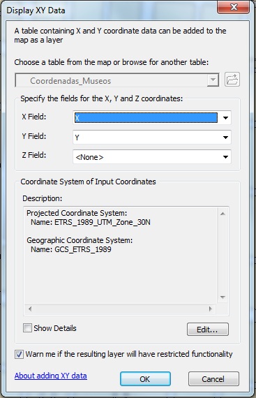 How to create a point layer from X, Y coordinates using ArcGIS_arcgis_coordenadas_x_y