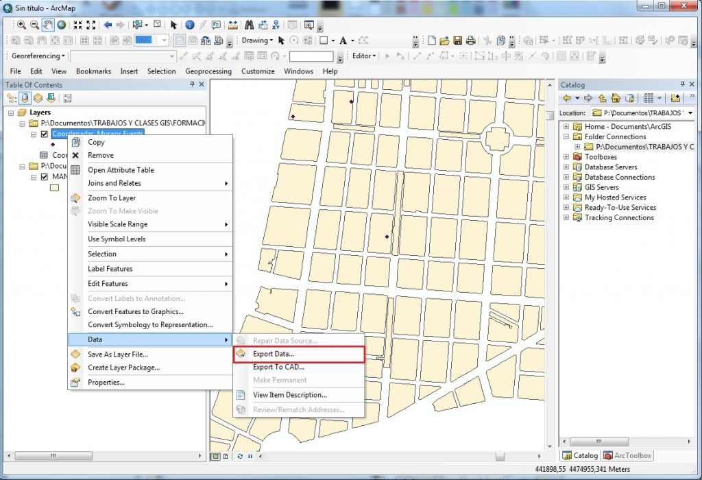 How to create a point layer from X, Y coordinates using ArcGIS_arcgis_export_data