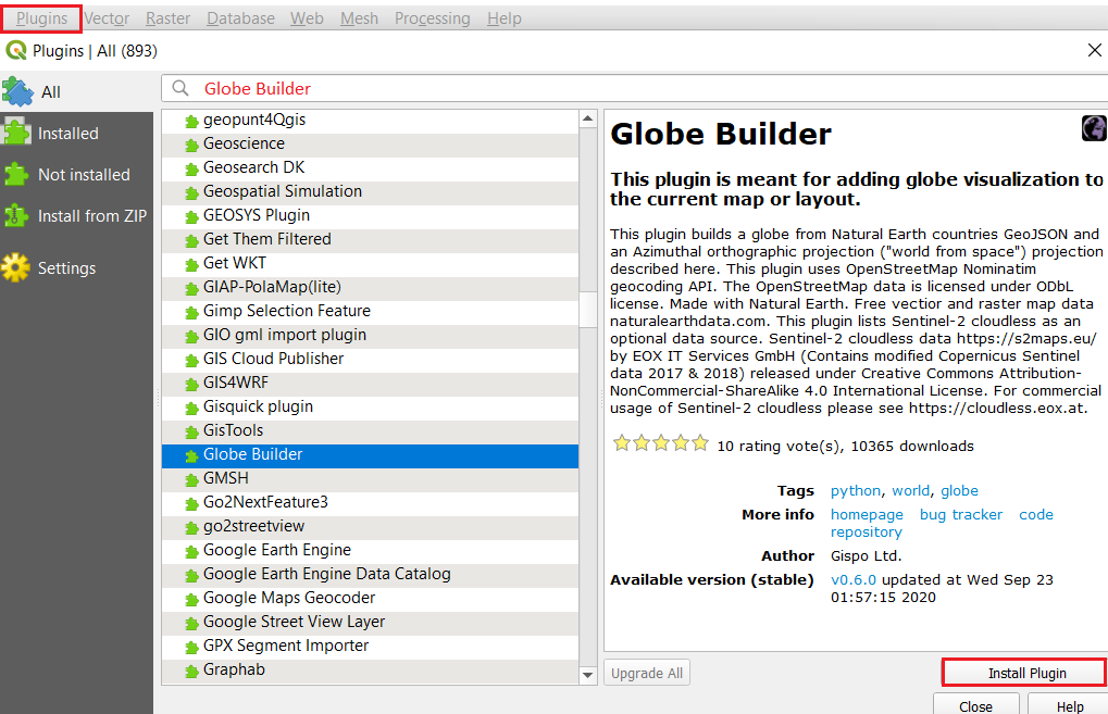 Plugin Globe Builder QGIS là một công cụ hỗ trợ tuyệt vời cho QGIS, giúp bạn xây dựng bản đồ địa lý chuyên nghiệp. Hãy xem hình ảnh liên quan để biết cách cài đặt và sử dụng plugin này trong QGIS!
