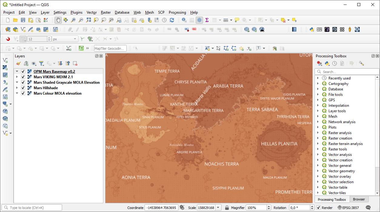 "OpenPlanetary Tile Loader" QGIS plugin | TYC GIS